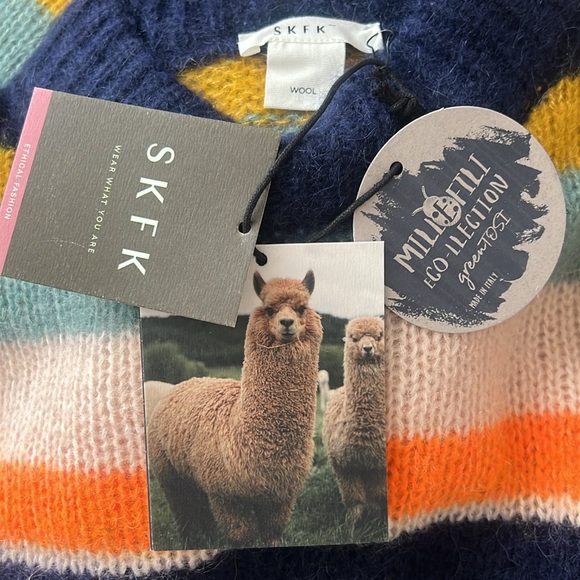 NWT SKFK Alpaca Wool Blend Striped Multicolor Aitza Sweater EU 34 | US 2 - Picture 7 of 15